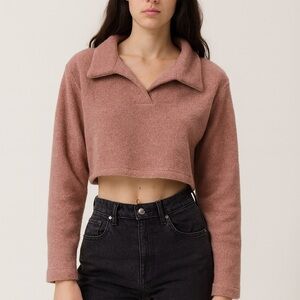 RtA Cropped Polo Sweater — Pink | Size L | NWT
